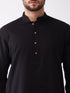 Vastramay Men's Black Cotton Blend Kurta And White Dhoti Set